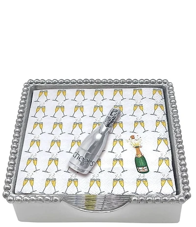 Mariposa Beaded Collection Champagne Bottle Napkin Box Set