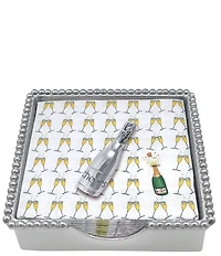Mariposa Beaded Collection Champagne Bottle Napkin Box Set