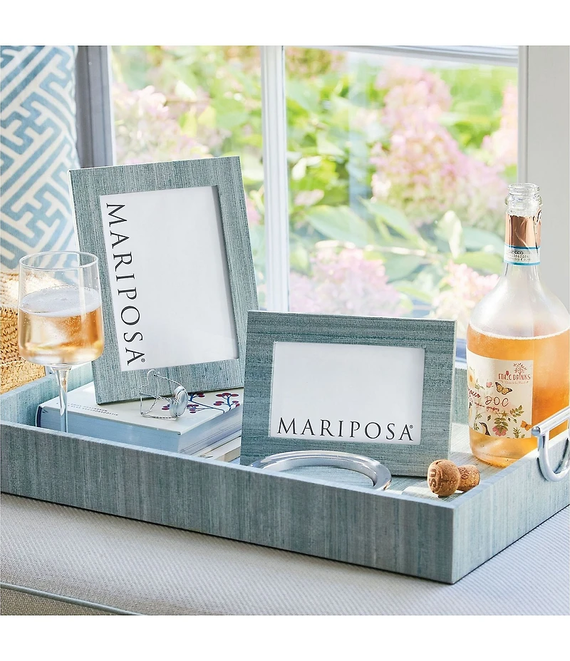 Mariposa Capri Faux Grasscloth Collection Metal Handles Tray