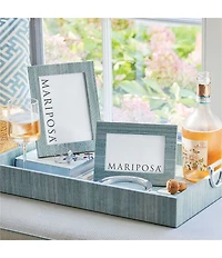 Mariposa Capri Faux Grasscloth Collection Metal Handles Tray