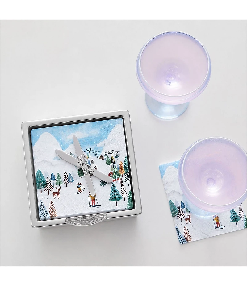 Mariposa Crossed Skis Signature Collection Napkin Box Set