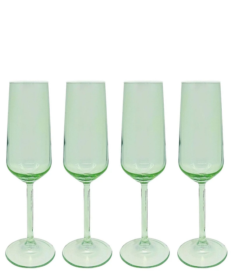 Mariposa Fine Line Collection White Rim Champagne Flute Glasses, Set of 4