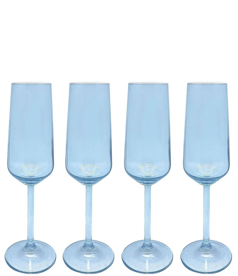 Mariposa Fine Line Collection White Rim Champagne Flute Glasses, Set of 4