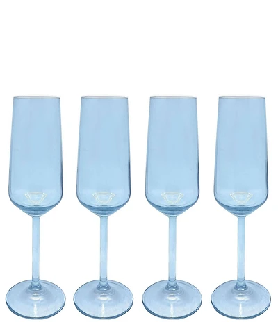 Mariposa Fine Line Collection White Rim Champagne Flute Glasses, Set of 4