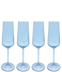 Mariposa Fine Line Collection White Rim Champagne Flute Glasses, Set of 4