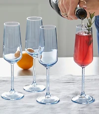 Mariposa Fine Line Collection White Rim Champagne Flute Glasses, Set of 4