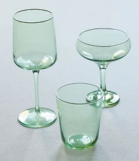 Mariposa Fine Line Collection White Rim Coupe Glasses, Set of 4