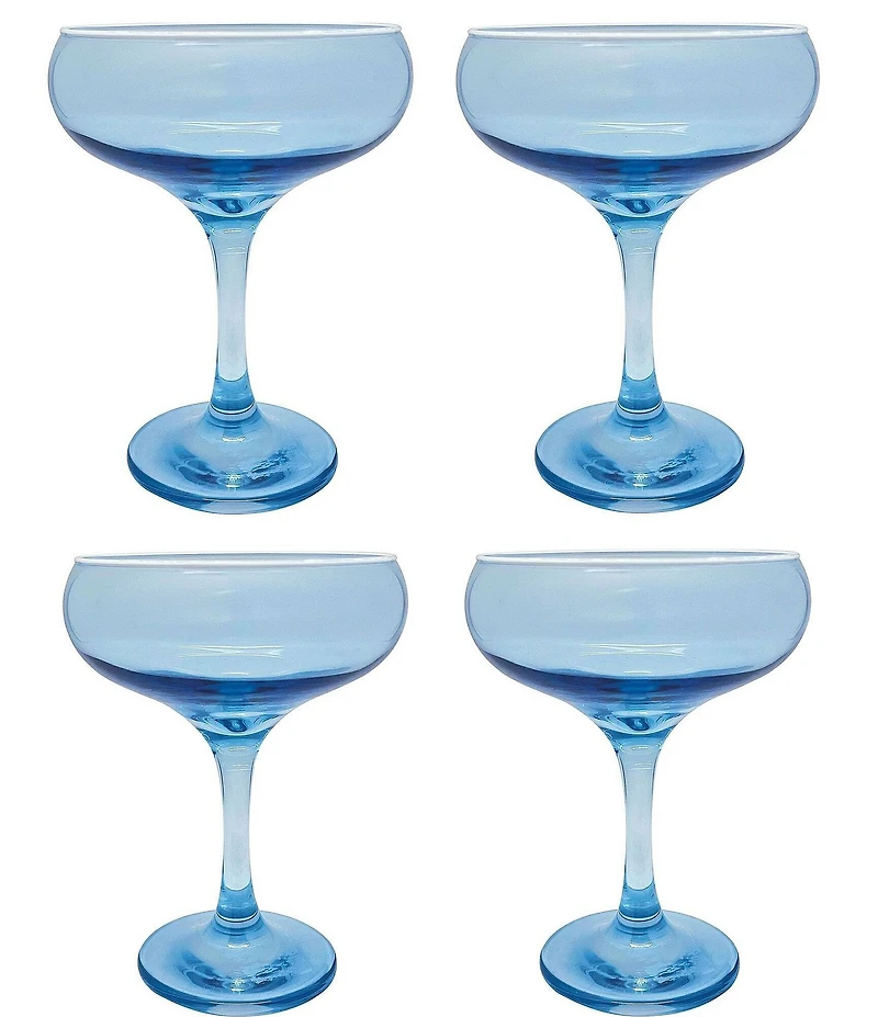 Mariposa Fine Line Collection White Rim Coupe Glasses, Set of 4