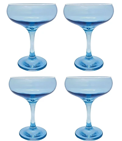 Mariposa Fine Line Collection White Rim Coupe Glasses, Set of 4