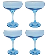 Mariposa Fine Line Collection White Rim Coupe Glasses, Set of 4