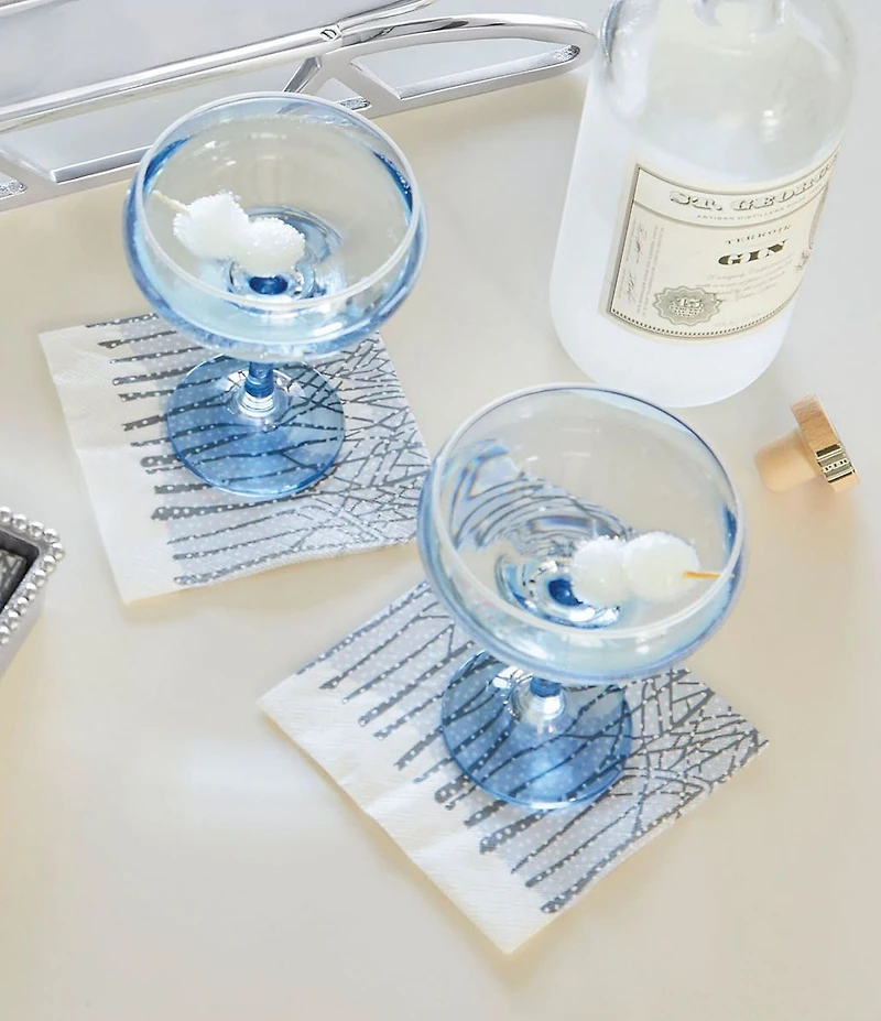 Mariposa Fine Line Collection White Rim Coupe Glasses, Set of 4