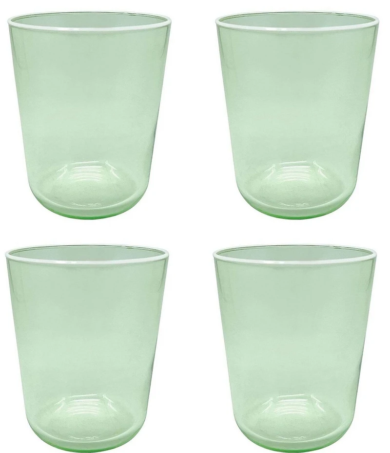 Mariposa Fine Line Collection White Rim Double Old Fashioned Glasses, Set of 4