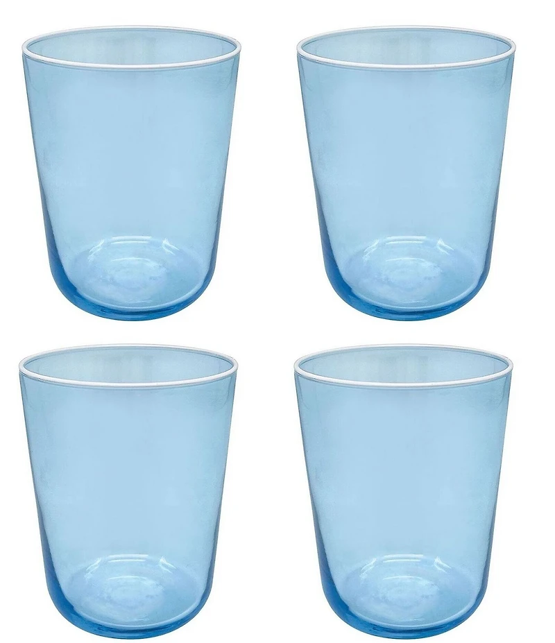 Mariposa Fine Line Collection White Rim Double Old Fashioned Glasses, Set of 4