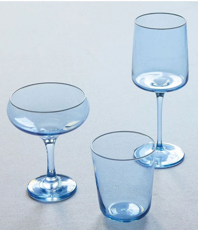 Mariposa Fine Line Collection White Rim Double Old Fashioned Glasses, Set of 4