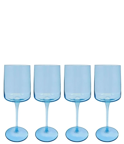 Mariposa Fine Line Collection White Rim Wine Glasses, Set of 4