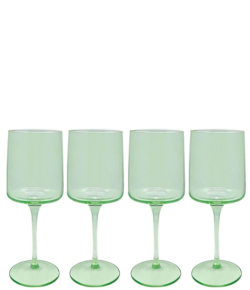 Mariposa Fine Line Collection White Rim Wine Glasses, Set of 4
