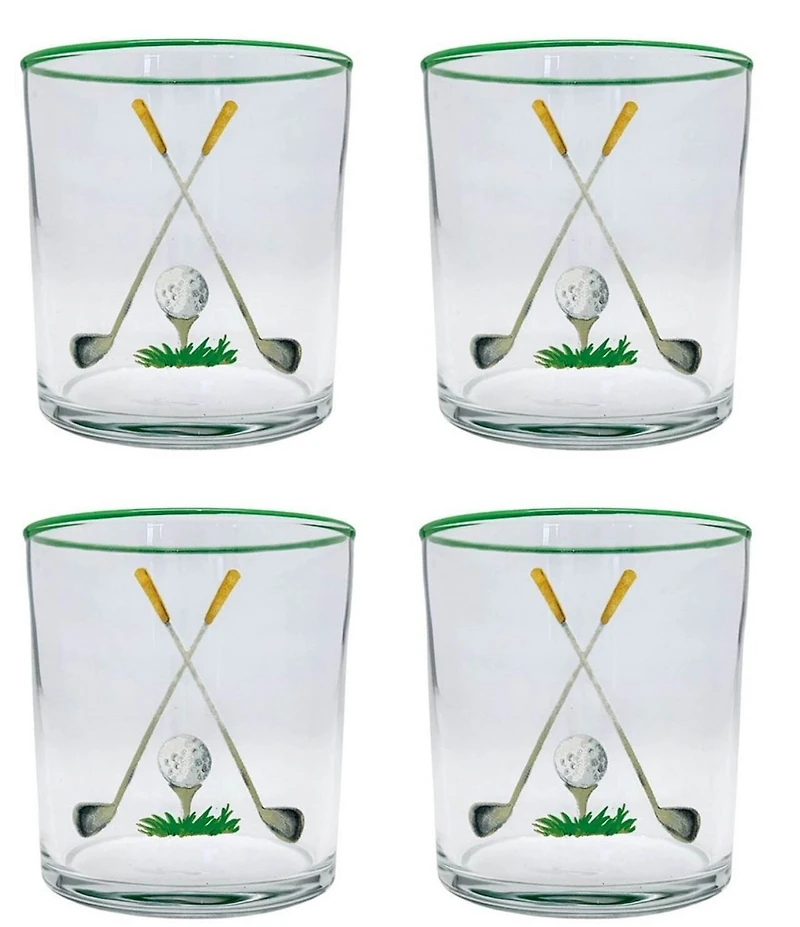 Mariposa Golf Clubs Double Old Fashion Glasses, Set of 4