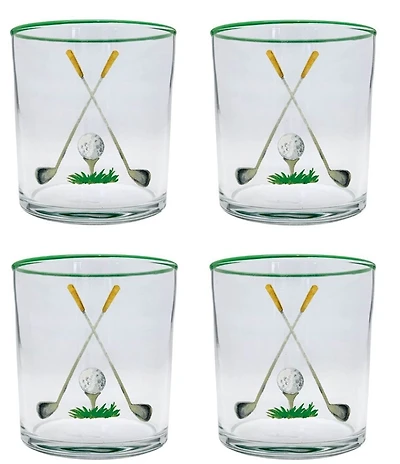 Mariposa Golf Clubs Double Old Fashion Glasses, Set of 4