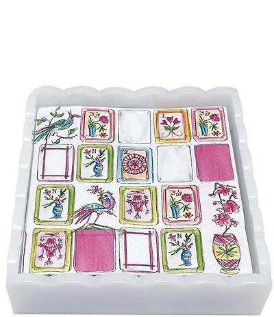 Mariposa Mahjong Scalloped Cocktail Napkin Box Set