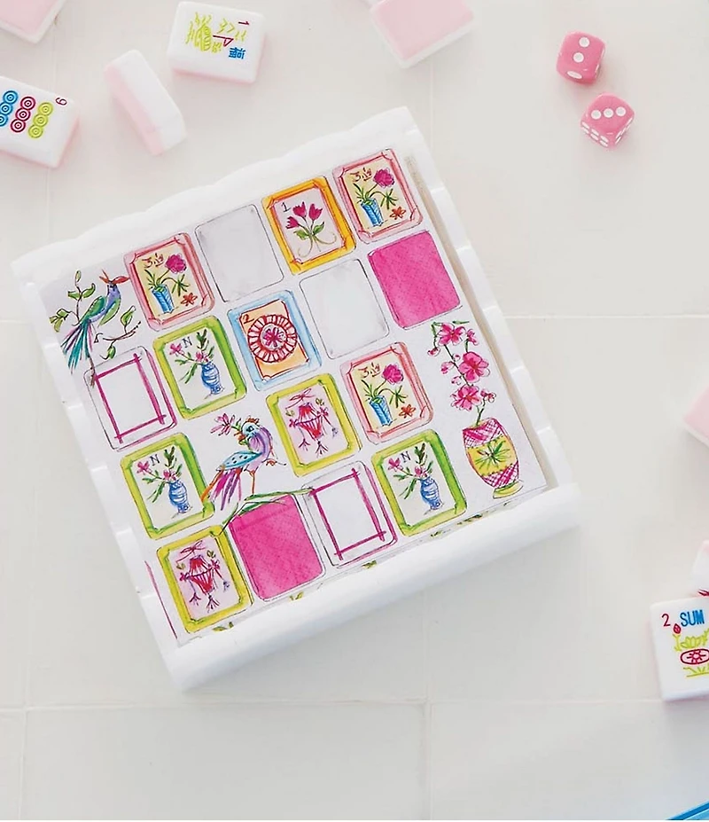 Mariposa Mahjong Scalloped Cocktail Napkin Box Set