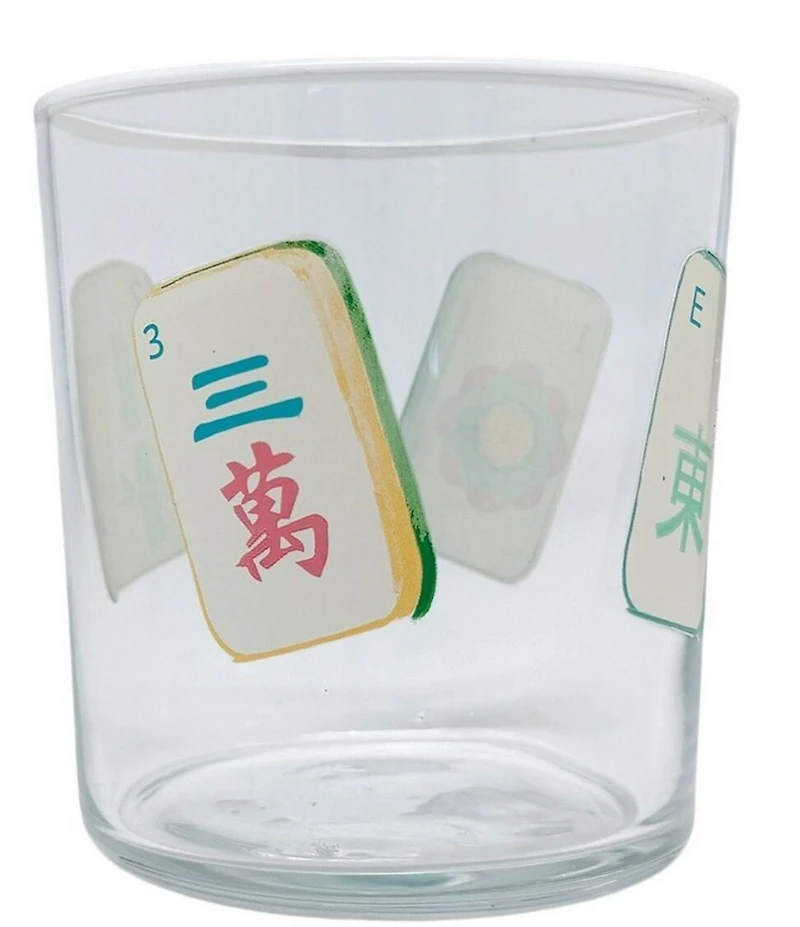 Mariposa Mahjong Tiles Double Old Fashion Glasses, Set of 4