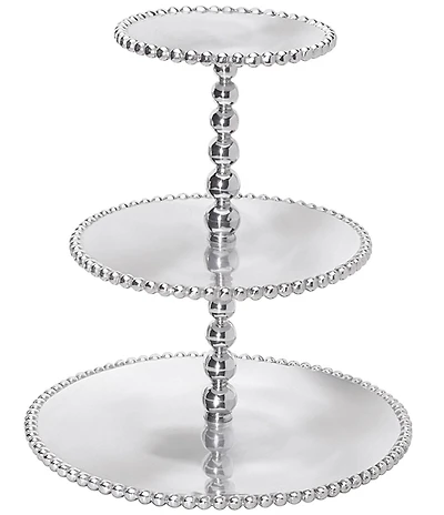 Mariposa Pearled Collection Beaded 3-Tiered Cupcake Server