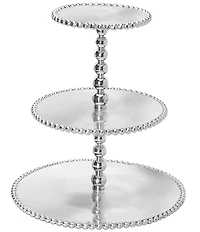Mariposa Pearled Collection Beaded 3-Tiered Cupcake Server