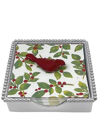 Mariposa Red Cardinal Beaded Collecton Napkin Box Set