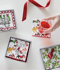 Mariposa Red Cardinal Beaded Collecton Napkin Box Set