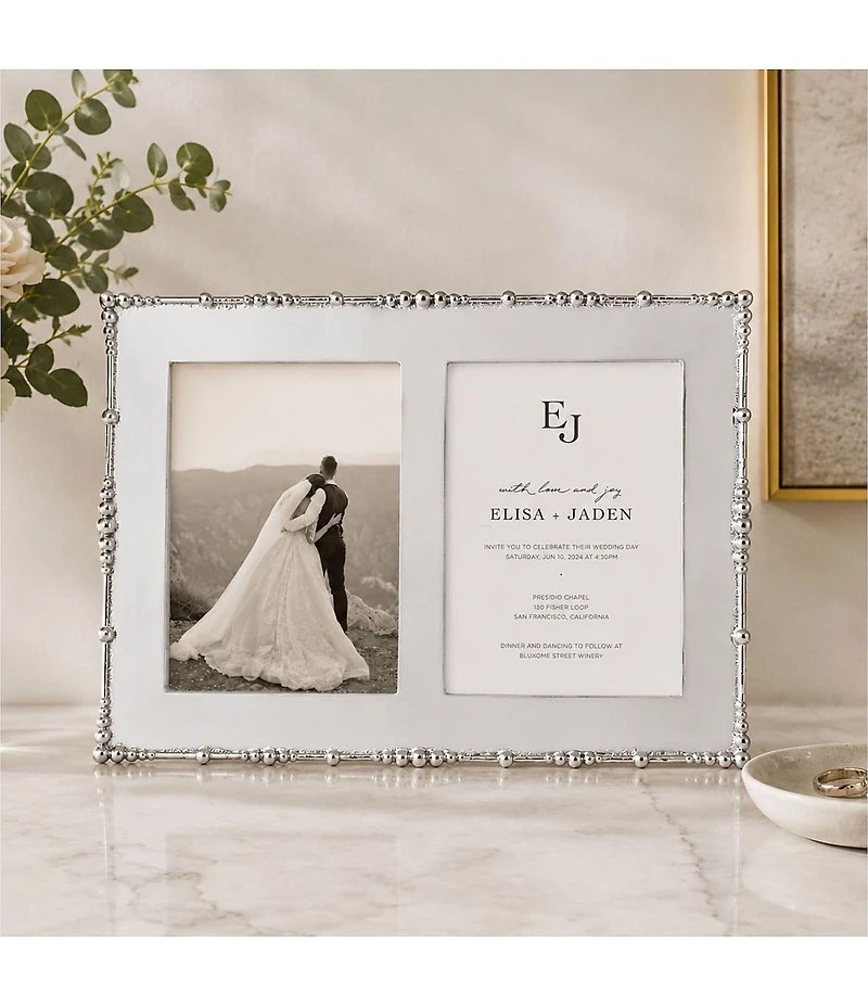 Mariposa Pearl Drop Collection 5x7 Engravable Double Frame
