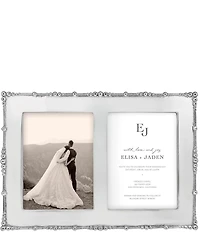 Mariposa Pearl Drop Collection 5x7 Engravable Double Frame