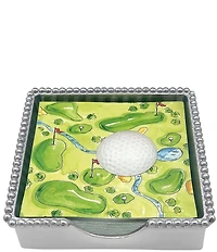 Mariposa White Golf Ball Beaded Collection Napkin Box Set