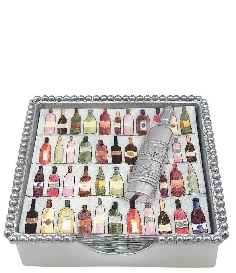 Mariposa Wine Bottle Beaded Collection Napkin Box Set