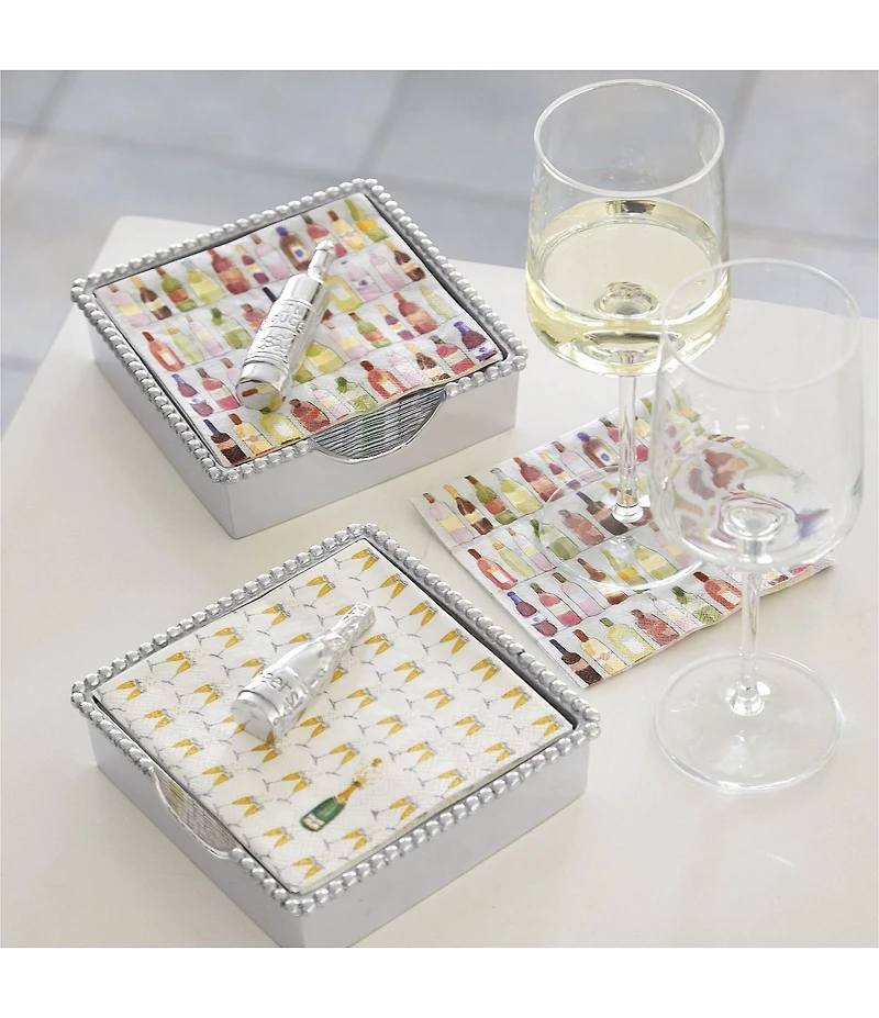 Mariposa Wine Bottle Beaded Collection Napkin Box Set