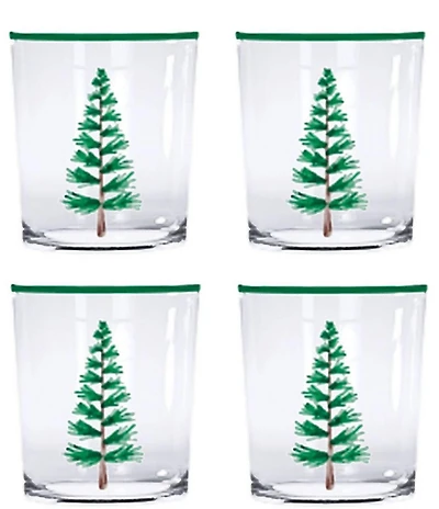 Mariposa Woodland Trees Double Old Fashion Glasses, Set of 4