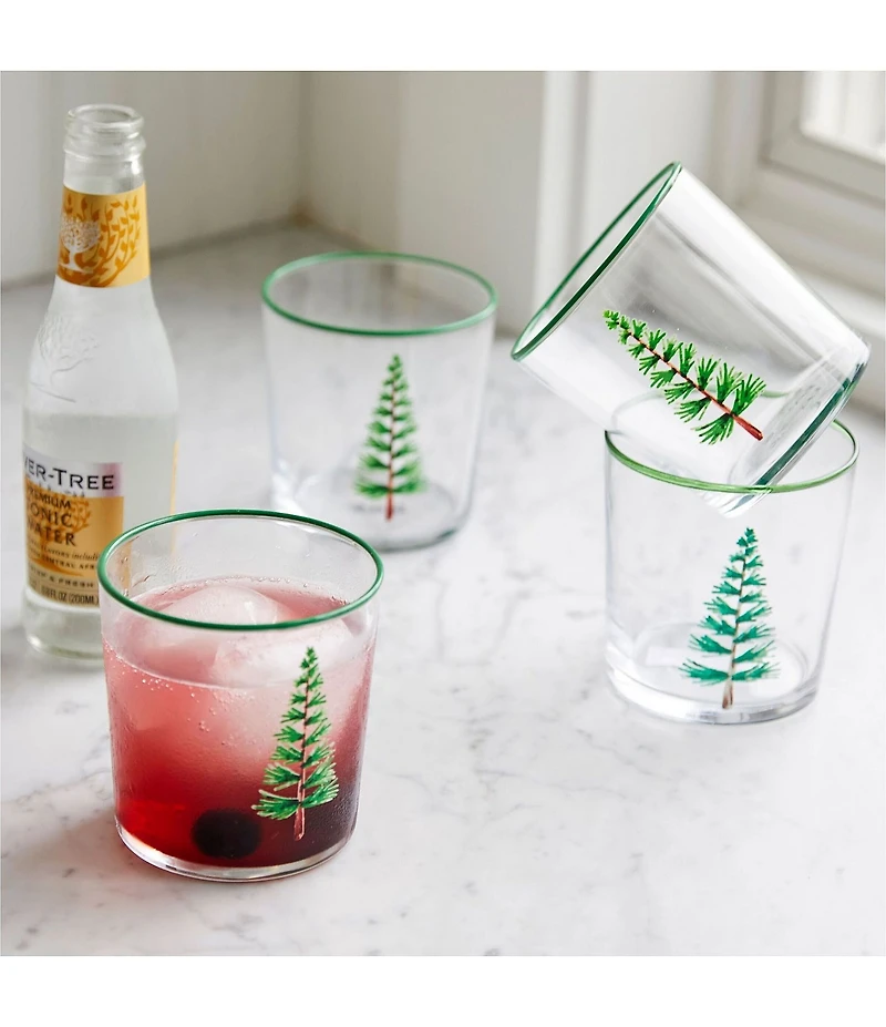 Mariposa Woodland Trees Double Old Fashion Glasses, Set of 4
