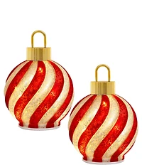 Mark Roberts Candy Swirl Tabletop Ornament With LED Set Of 2