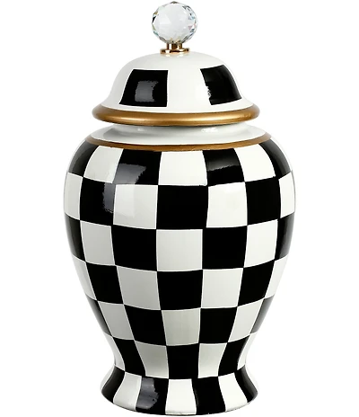 Mark Roberts Checkered Urn with Lid, Large