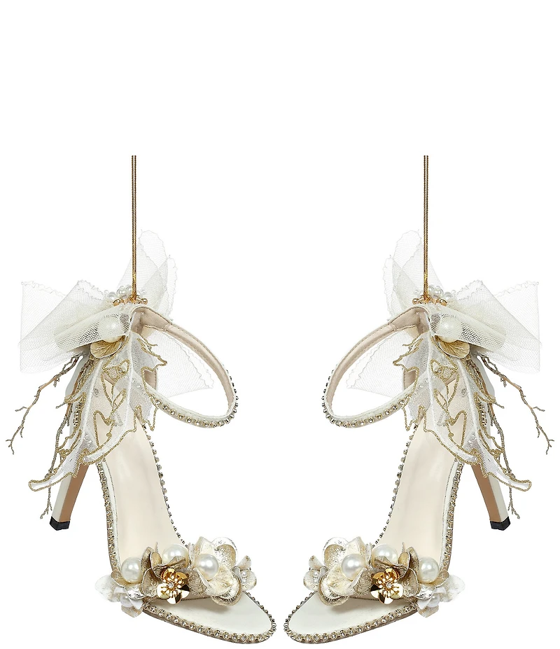 Mark Roberts Diamond Strap Ivory Shoe Ornaments, Set of 2