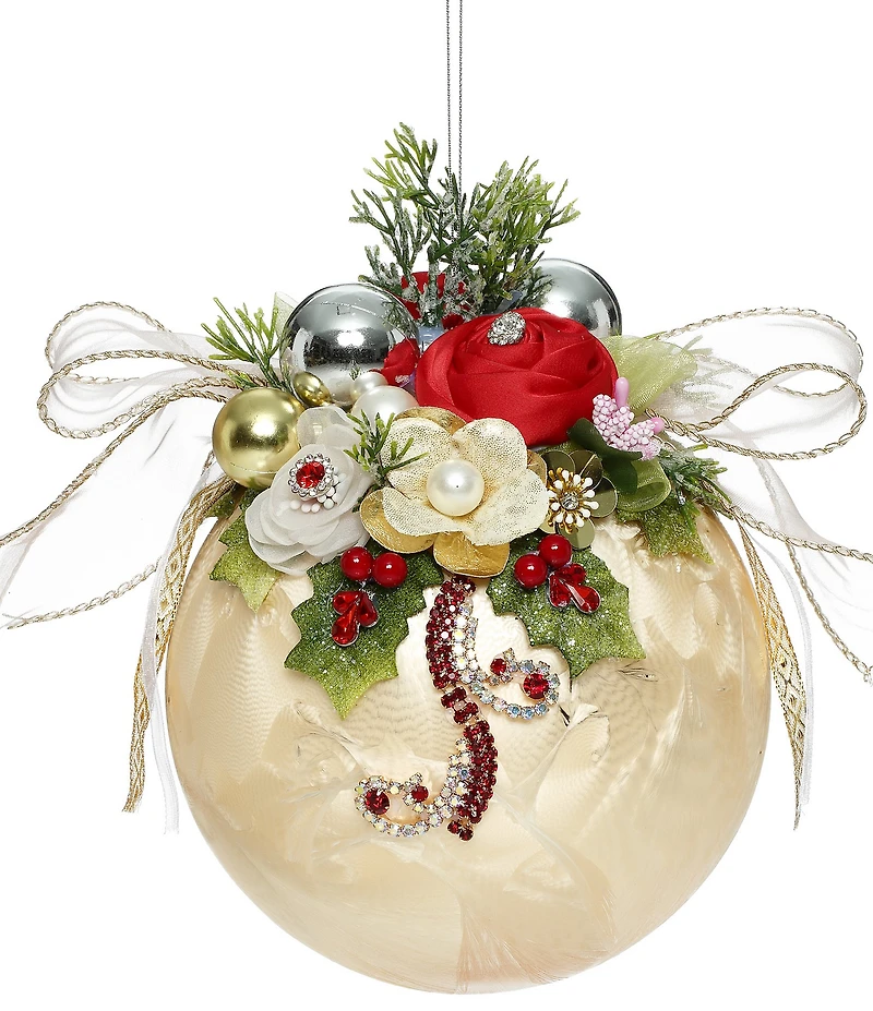 Mark Roberts Floral Jeweled Frosted Ornament