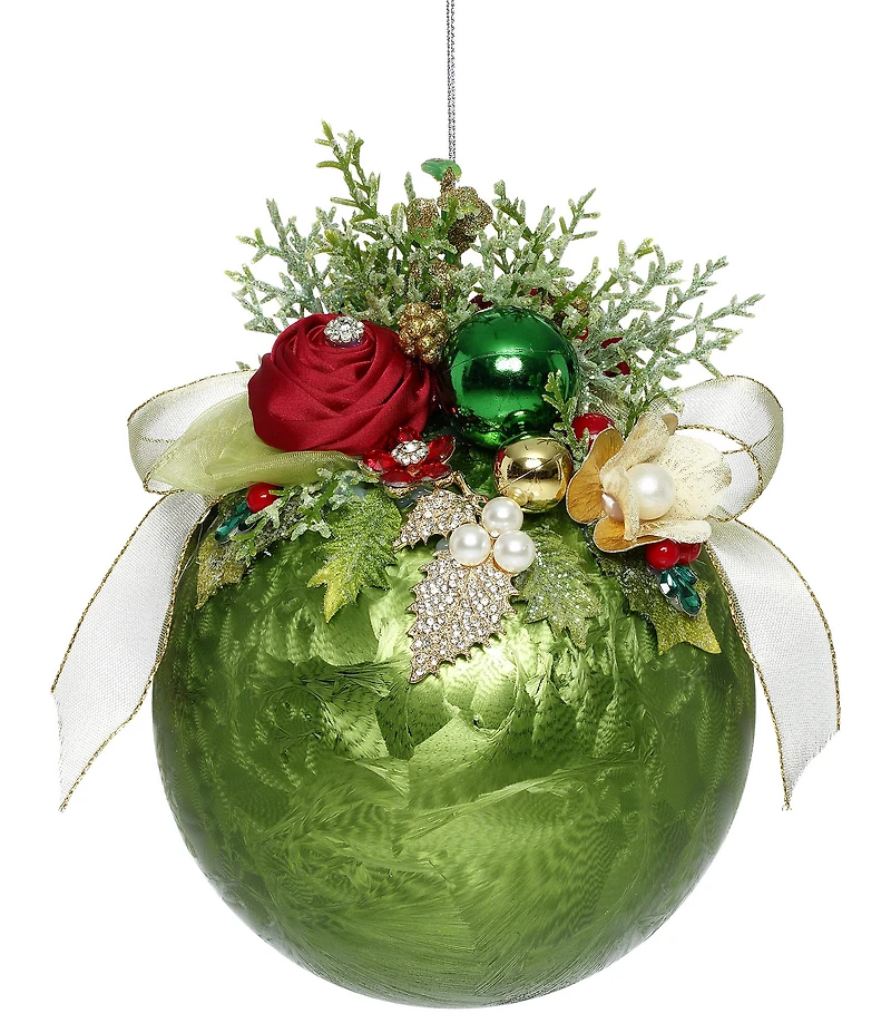 Mark Roberts Floral Jeweled Frosted Ornament