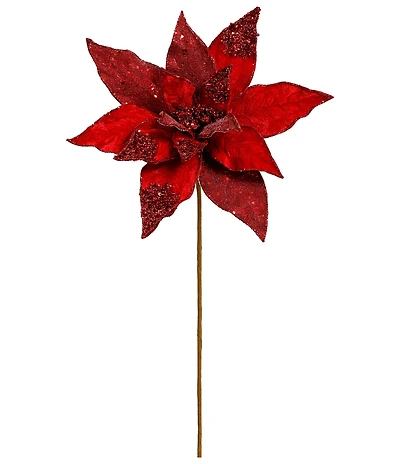 Mark Roberts Glitter Poinsettia Spray Red Set Of 12