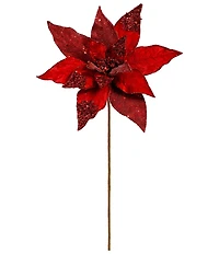 Mark Roberts Glitter Poinsettia Spray Red Set Of 12