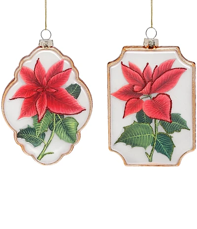 Mark Roberts Holiday Collection 12-Piece Assortment Poinsettia Framed Hanging Ornament Set