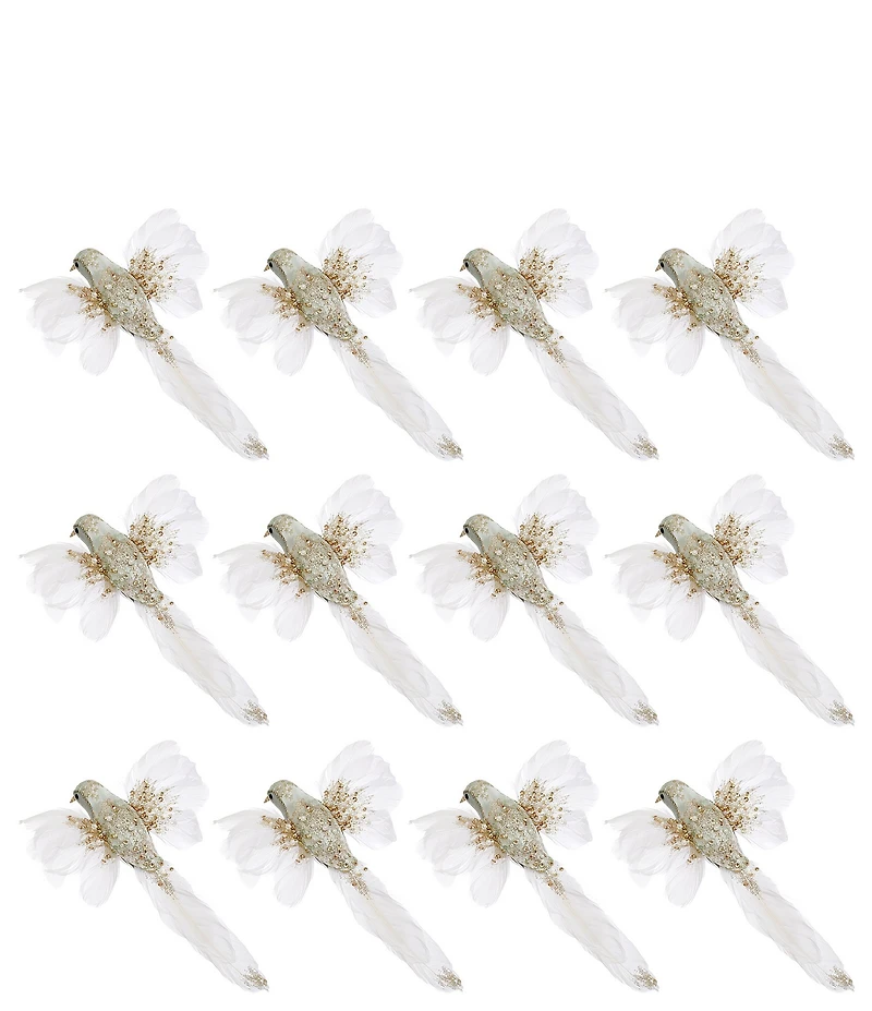 Mark Roberts Holiday Collection 12-Piece Elegant Feathered Bird Ornament