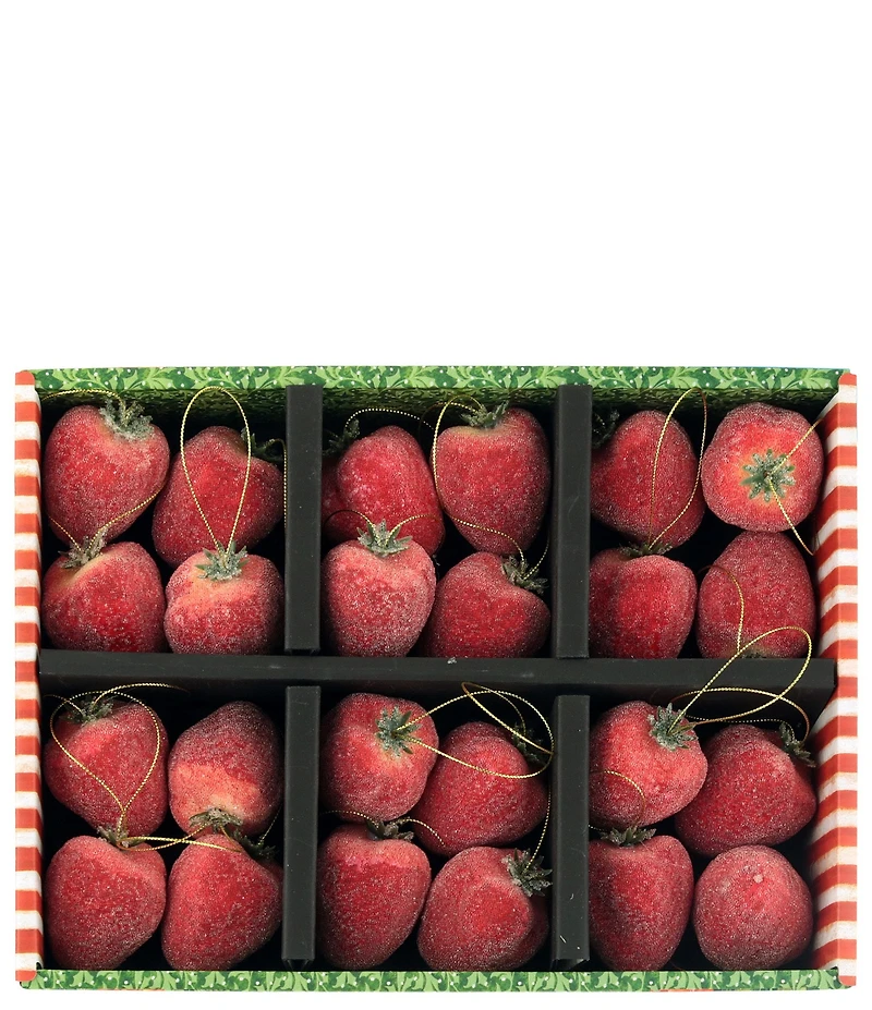 Mark Roberts Holiday Collection 24-Piece Frosted Strawberry Hanging Boxed Ornament Set
