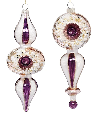Mark Roberts Holiday Collection 4-Piece Assortment Double Reflector Finial Hanging Boxed Ornament Set