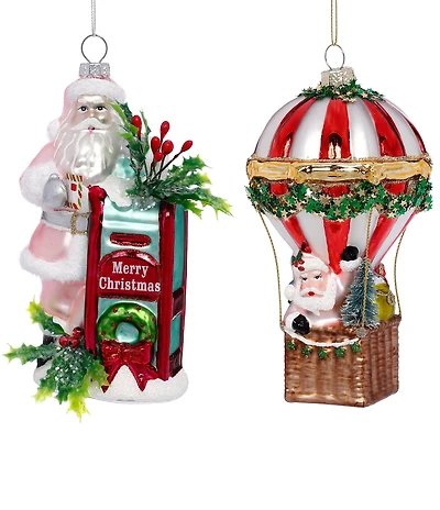 Mark Roberts Holiday Collection 4-Piece Assortment Travelling Santa Ornament Box Set