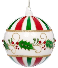 Mark Roberts Holiday Collection 4-Piece Holly Striped Hanging Ornament Set