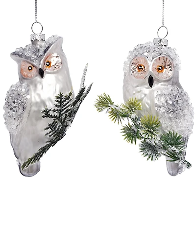 Mark Roberts Holiday Collection 6-Piece Assorted Owl on Branch Hanging Ornament Set